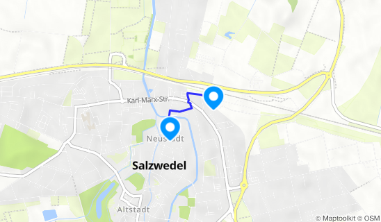 Kartenausschnitt Bahnhof Salzwedel